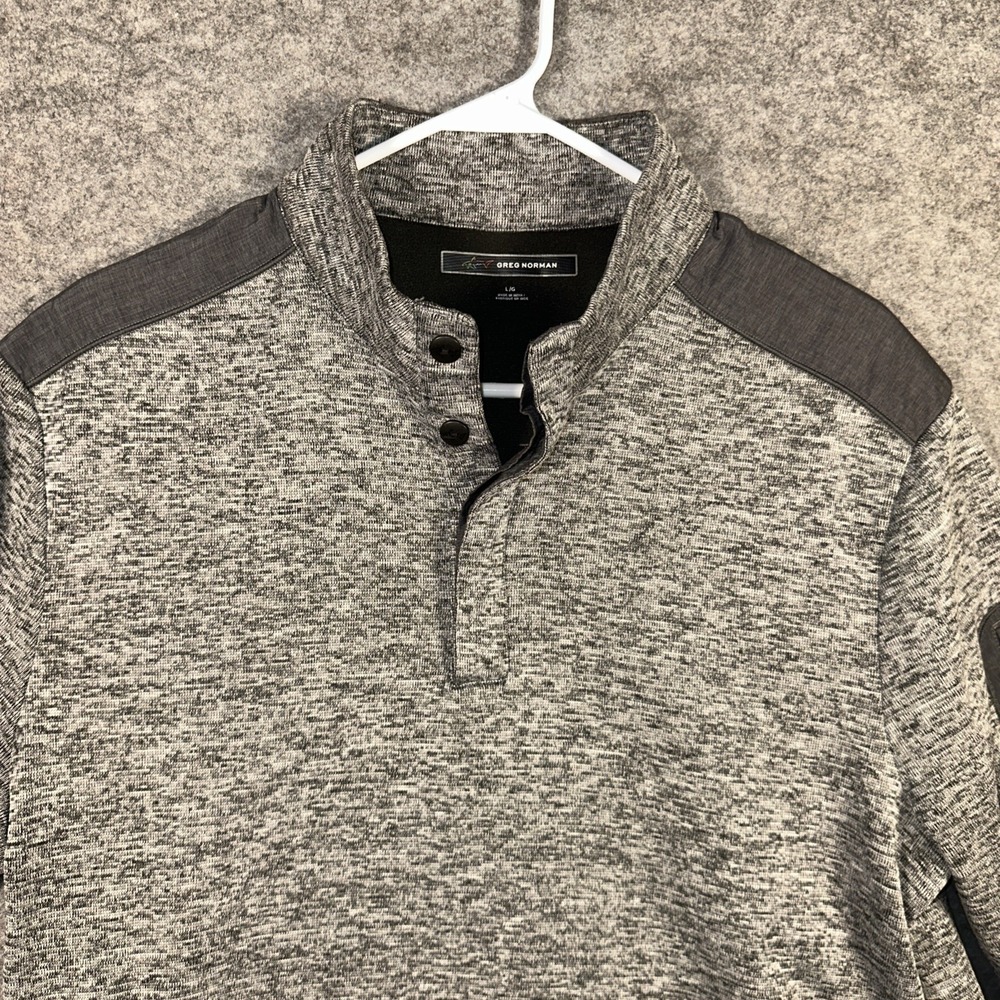 Greg Norman Sweater Mens Large Gray Golf Pullover Sweatshirt‎ 1/4 Zip Work